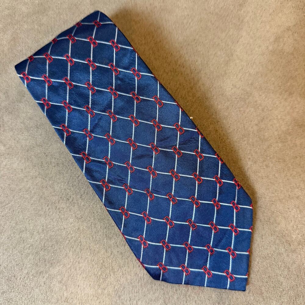 Boston Red Sox Logo MLB Baseball Theme Silk Neck Tie Blue Red Eagles Wings